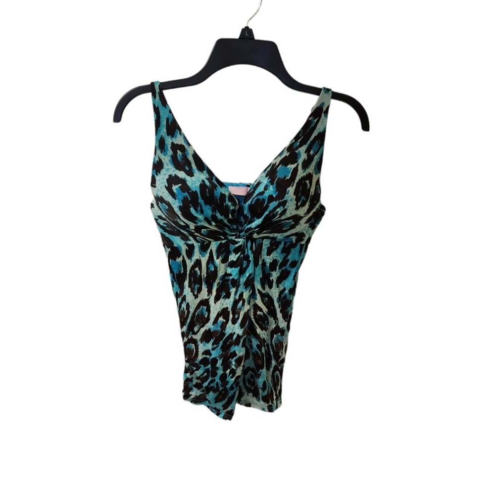 Victoria's Secret Very Sexy Teal Leopard Cami Teddy Built-in Bra 36B